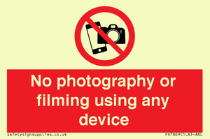 No photography or filming using any device